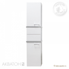 Шкаф-колонна Акватон Турин (420х1762 мм) белая с серебристыми панелями 1A118003TU780