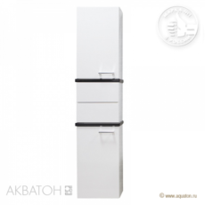 Шкаф-колонна Акватон Турин (420х1762 мм) белая с черными панелями 1A118003TUJ10