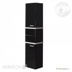 Шкаф-колонна Акватон Турин (420х1762 мм) черная с белыми панелями 1A118003TU950