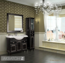 Тумба под раковину Акватон Жерона 105 (1035х820 мм) черное серебро 1A158601GEM50