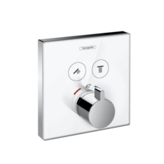 Термостат для двух потребителей Hansgrohe ShowerSelect (белое стекло) 15738400