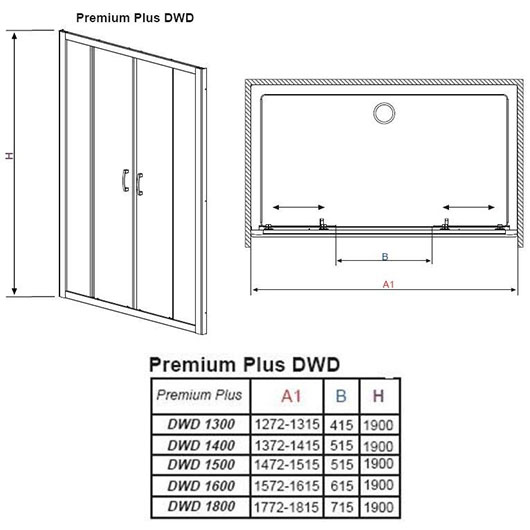 Душевая дверь Radaway Premium Plus DWD (1400х1900 мм) профиль хром глянцевый/стекло прозрачное 33353-01-01N