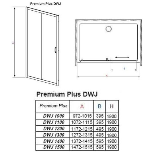 Душевая дверь Radaway Premium Plus DWJ (1500х1900 мм) профиль хром глянцевый/стекло фабрик 33343-01-06N