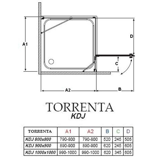 Душевая дверь Radaway Torrenta KDJ левая (1200х900 мм) профиль хром глянцевый/стекло карре 32245-01-10NL