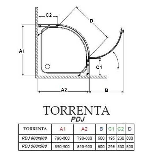 Душевая дверь Radaway Torrenta PDJ правая (800х800 мм) профиль хром глянцевый/стекло графит 31810-01-05N