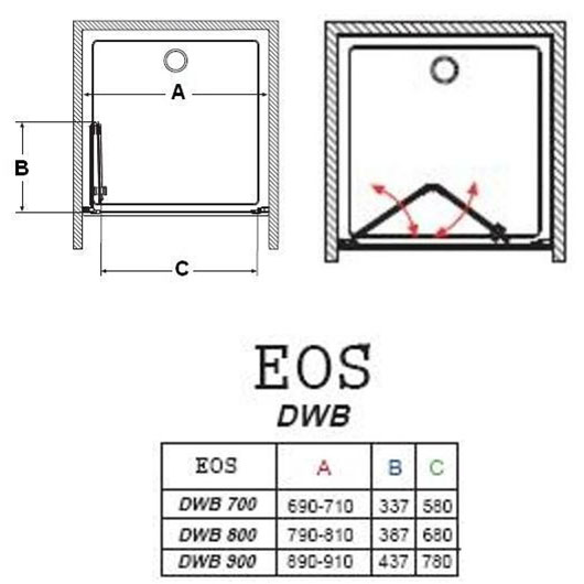 Душевая дверь Radaway EOS DWB левая (700х1970 мм) профиль хром глянцевый/стекло интимато 37883-01-12NL
