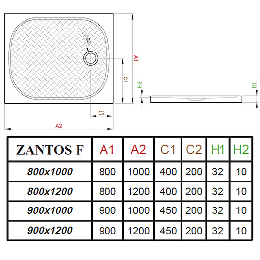 Душевой поддон Radaway Zantos F 1200х800 мм M3ZNF1280-06