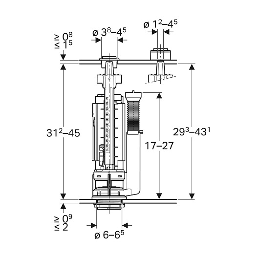 Смывной механизм для унитаза Geberit тип 290-383 283.313.21.5 универсальный