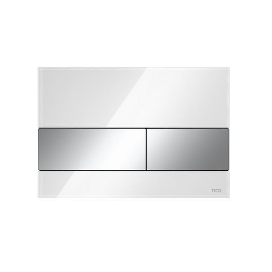 Стеклянная панель смыва TECE TECEsquare 9240802 (белое стекло/клавиши хром глянцевый)