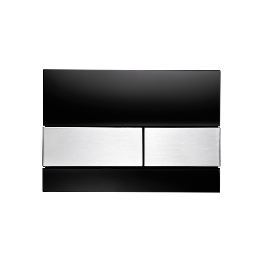 Стеклянная панель смыва TECE TECEsquare 9240806 (черное стекло/клавиши сатин) с покрытием против отпечатков пальцев