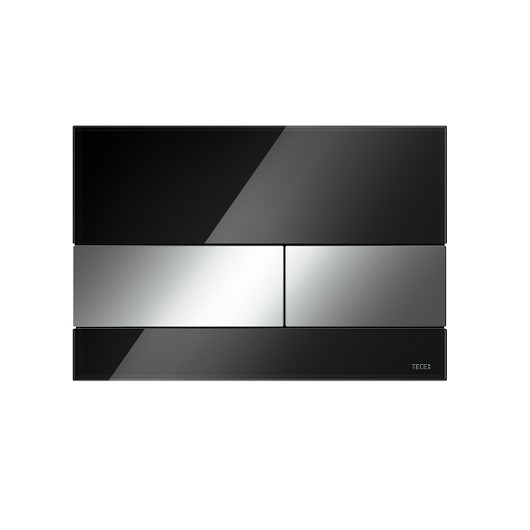 Стеклянная панель смыва TECE TECEsquare 9240807 (черное стекло/клавиши хром глянцевый)