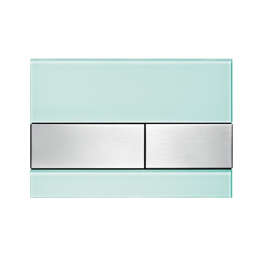Стеклянная панель смыва TECE TECEsquare 9240804 (зеленое стекло/клавиши сатин) с покрытием против отпечатков пальцев
