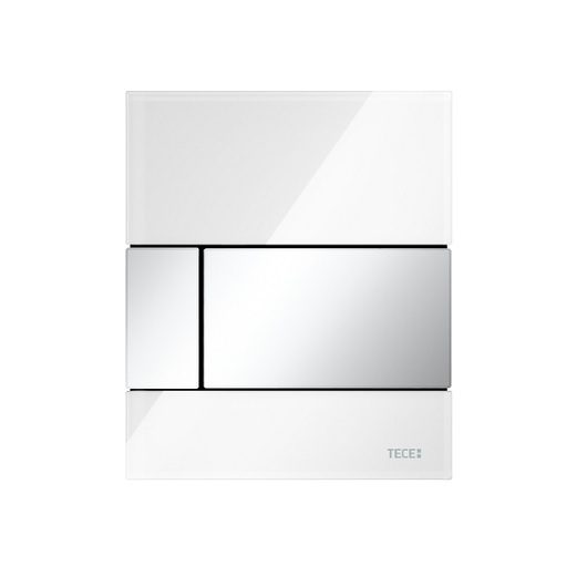 Стеклянная панель смыва TECE TECEsquare 9242802 (белое стекло/клавиши хром глянцевый)