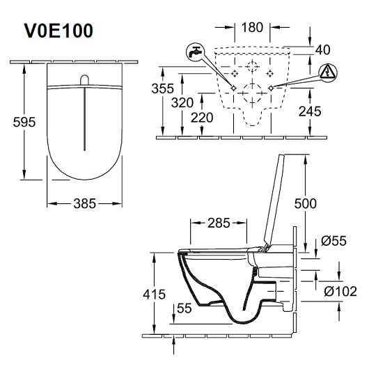 Унитаз-биде подвесной Villeroy & Boch ViClean-I 100 V0E100S0 (V0E1 00 S0) CeramicPlus, DirectFlush