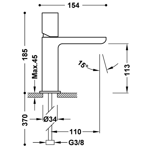 Смеситель для раковины TRES Loft Colors 20010302BM (белый матовый) без донного клапана