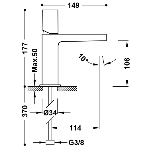 Смеситель для раковины TRES Project Colors 21110302NM (черный матовый)