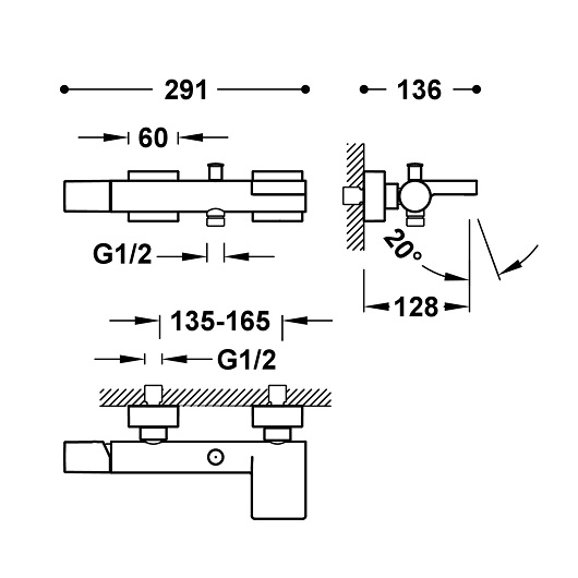 Смеситель для ванны TRES Project 21117001NM (хром)