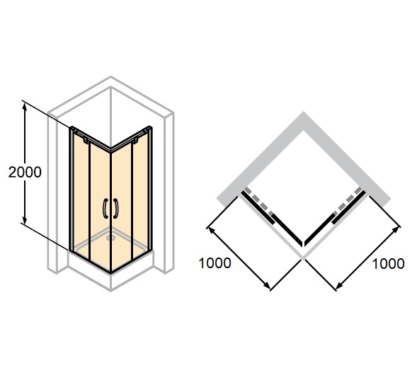 Душевой уголок Huppe Aura elegance 401310.092.321 (1000х1000 мм)