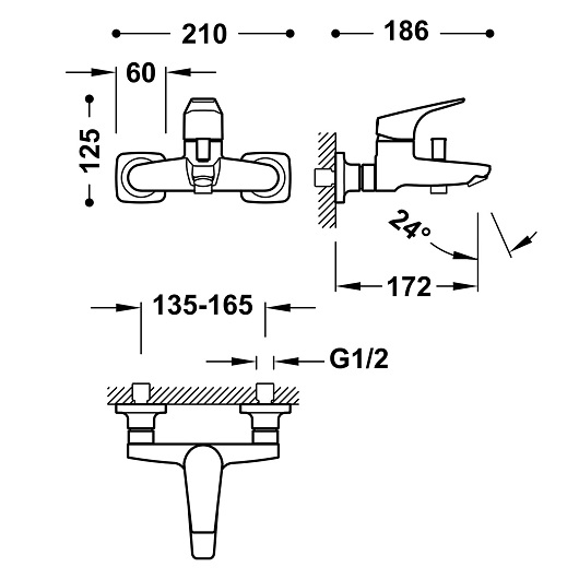 Смеситель для ванны TRES Canigo 21717001 с душевым набором
