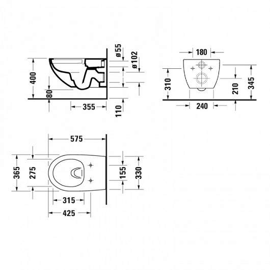 Комплект Duravit Architec Rimless 45720900A1 безободковый (унитаз подвесной 2572090000 с сиденьем SoftClose 0069690000)