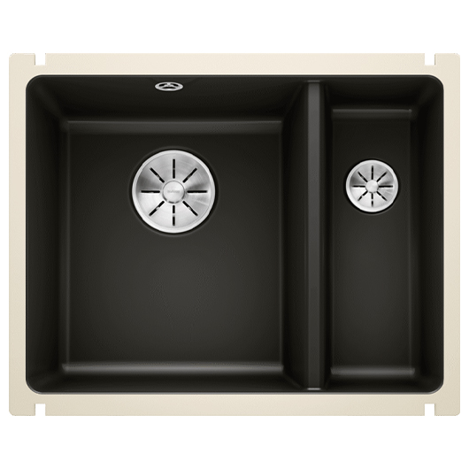 Мойка кухонная Blanco Subline 350/150-U 523747 (Ceramic PuraPlus, черный, чаша слева, 567х456 мм)