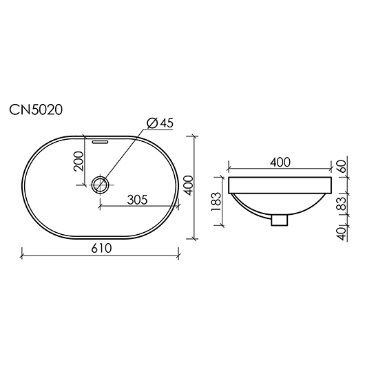 Раковина встраиваемая сверху Ceramica Nova Element CN5020 (600х400 мм)