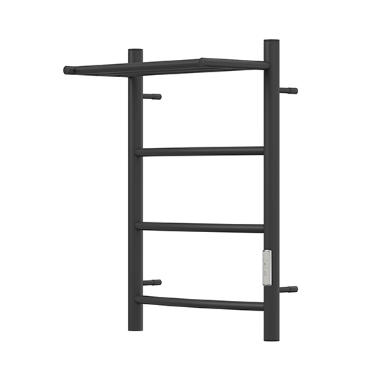 Полотенцесушитель электрический с полкой Point Афина П3 PN04846PB (400х600 мм, черный, диммер справа)