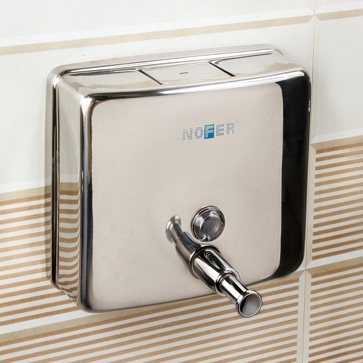 Дозатор жидкого мыла настенный Nofer Inox 03004.B (нержавеющая сталь глянцевая)