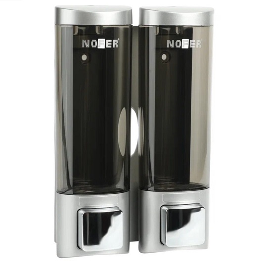 Двойной дозатор жидкого мыла настенный Nofer Classic 03032.T (сатин)