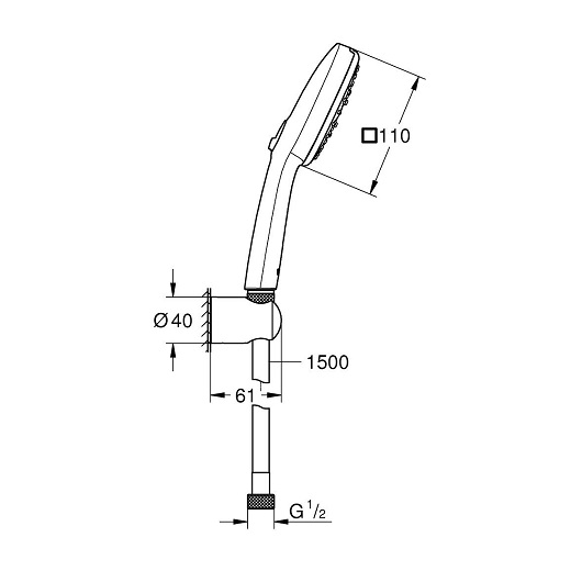 Душевой гарнитур Grohe Tempesta Cube 110 27588003 (7,4 л/мин)