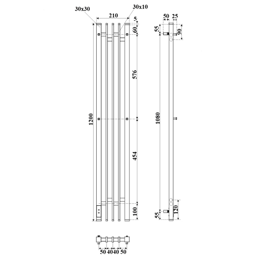 Полотенцесушитель электрический Point Фрея П2 PN20732W (1200х210 мм, белый, диммер слева)