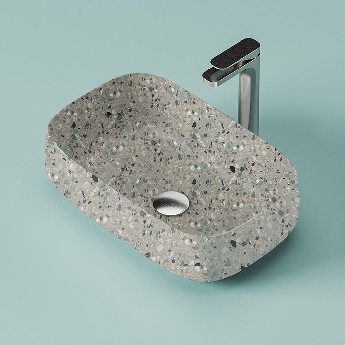 Раковина накладная ArtCeram Cognac Quadro 56 COL009 88 00 (560х410 мм) декор Dark Terrazzo