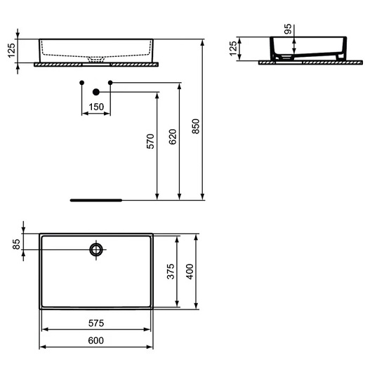 Раковина накладная Ideal Standard Extra T374001 (600х400 мм)