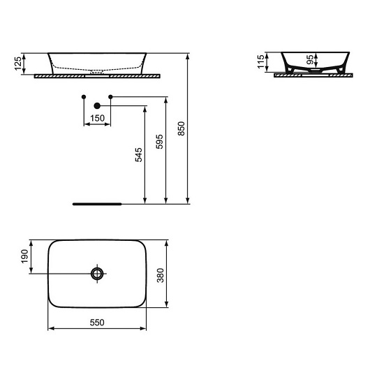 Раковина накладная Ideal Standard Ipalyss E207601 (550х380 мм)