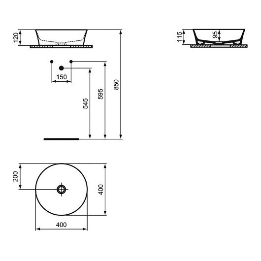 Раковина накладная Ideal Standard Ipalyss E139801 (400 мм)