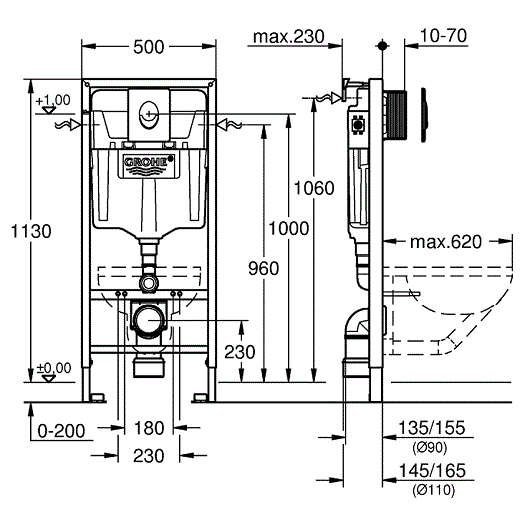 Комплект унитаза с инсталляцией Grohe Rapid SL GH 39187001