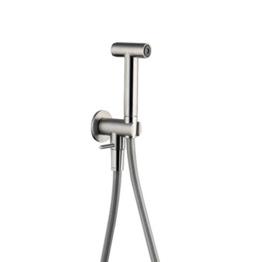 Гигиенический набор FIMA Carlo Frattini Spillo Steel F2952NINOX (нержавеющая сталь) с запорным вентилем