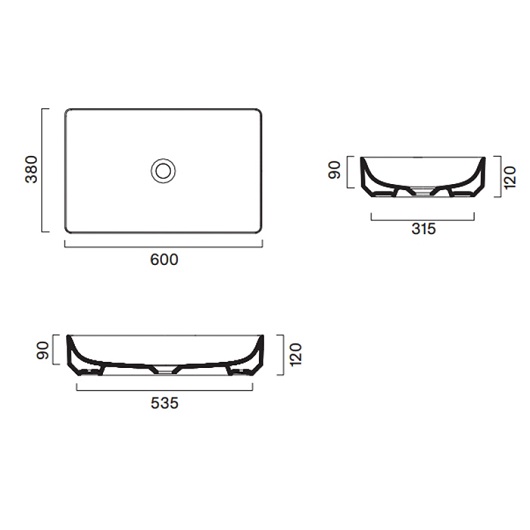 Раковина накладная Catalano Green 0422600001 (600х380 мм)