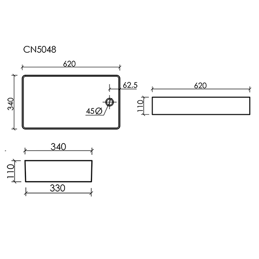 Раковина накладная Ceramica Nova Element CN5048 (610х340 мм)