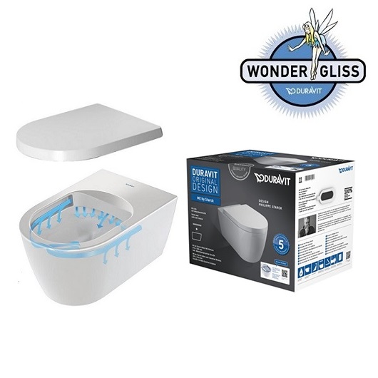 Унитаз подвесной Duravit ME by Starck Rimless 45290900A11 безободковый (чаша 25290900001 с сиденьем SoftClose 0020090000) WonderGliss