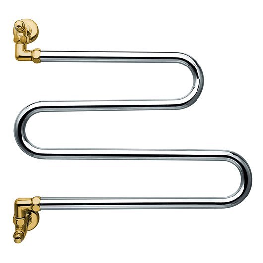 Полотенцесушитель водяной Margaroli Vento 406 (485х500 мм) хром/золото, поворотный