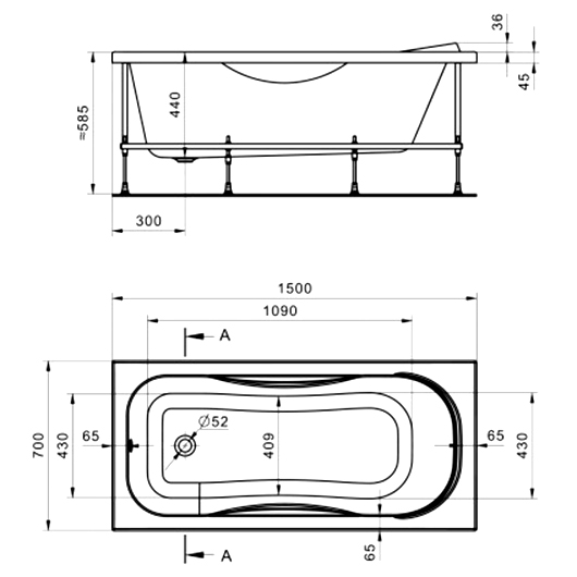Ванна акриловая Santek Тенерифе 150х70 1WH302213 (1.WH30.2.213)