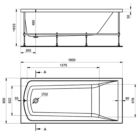 Ванна акриловая Santek Фиджи 180х80 1WH501706 (1.WH50.1.706)