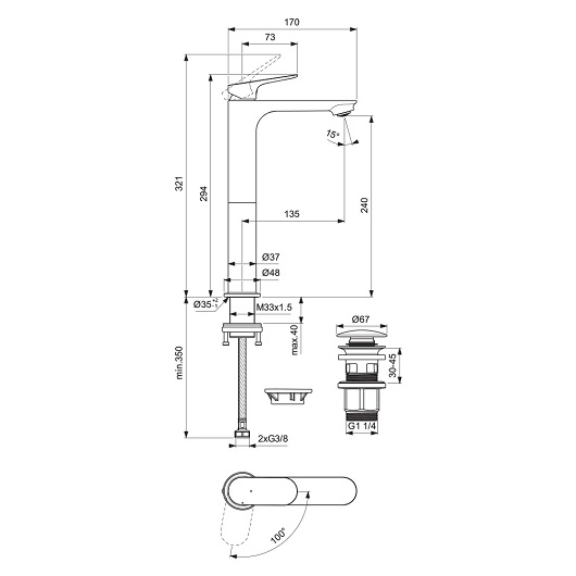 Смеситель для раковины Ideal Standard Ceralife O BE013AA
