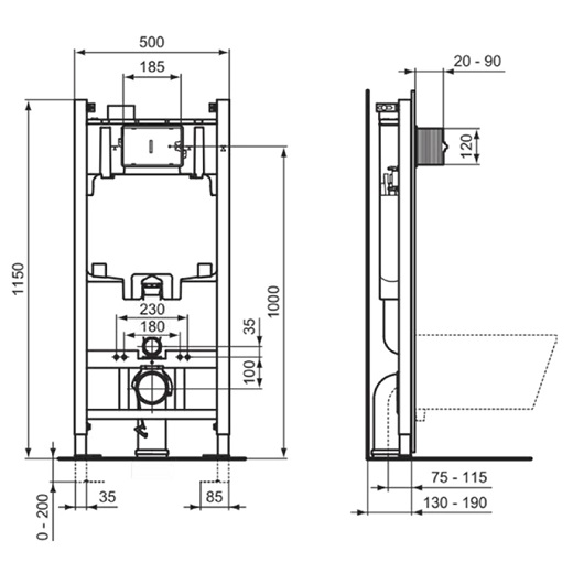 Инсталляция для подвесного унитаза Ideal Standard Prosys Frame 2.0 R046367 (механика)