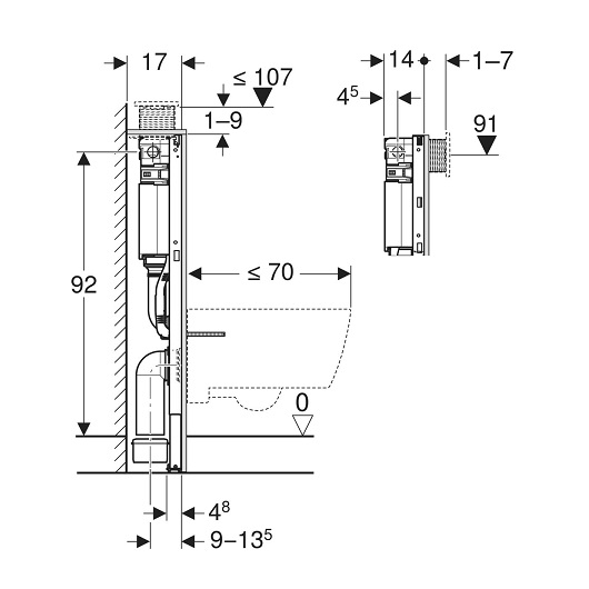 Инсталляция для подвесного унитаза Geberit Duofix Omega 111.030.00.2 (высота 98 см)