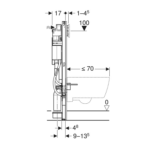 Инсталляция для подвесного унитаза Geberit Duofix UP320 111.350.00.6 (ширина 42,5 см)