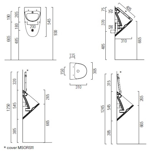 Писсуар с крышкой GSI Community Rimless 7696K11 подвод воды сзади