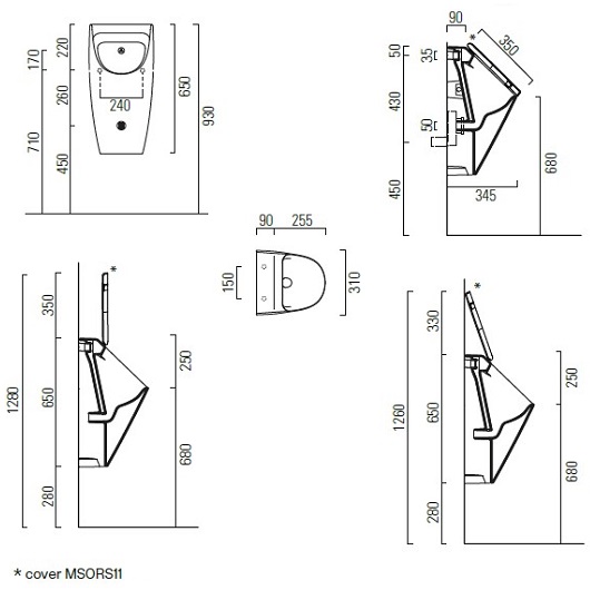Писсуар с крышкой GSI Community Rimless 9098K11 (909811) подвод воды сзади
