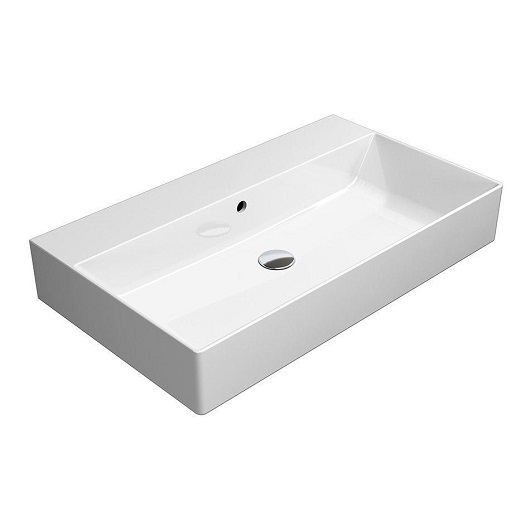 Раковина GSI Kube X 9422011 (800х470 мм) белая, без отверстия под смеситель